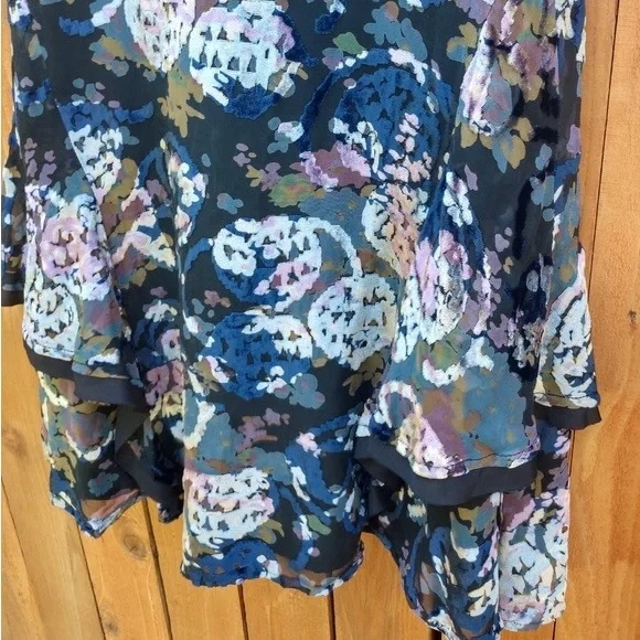 FREE PEOPLE Falling Leaves Silk Velvet Mini Dress Size 2 - Picture 4 of 4